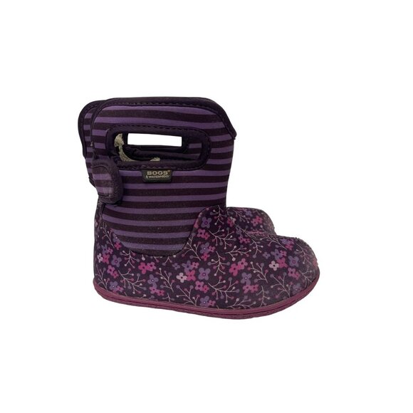 Bogs Girl's Purple Floral Pull On Rain Boots Toddler Size 10 Play Condition - Picture 1 of 8
